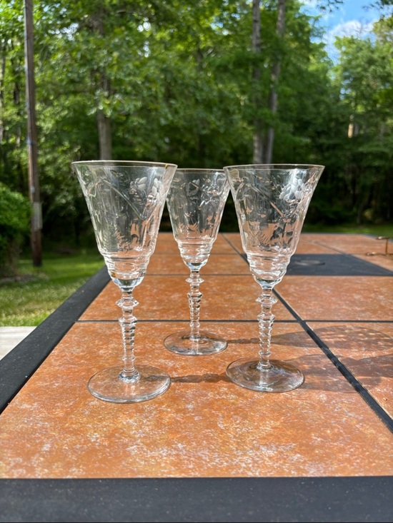 Rock Sharpe Other - Rock Sharpe "Marshfield" Etched Crystal Water Glass/Water Goblet- Set of 3